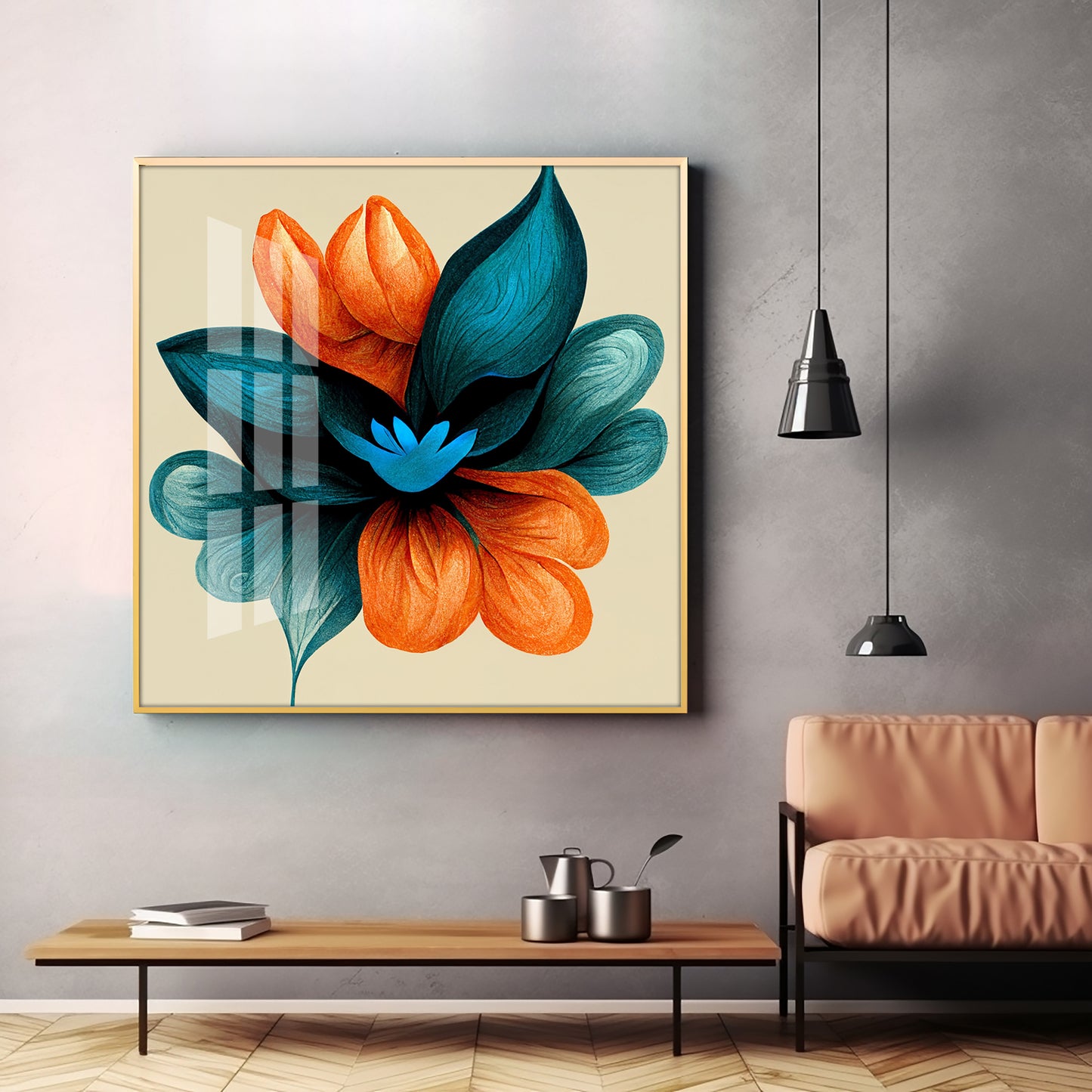 Abstract Ethereal Petals Glass Finish Square Wall Art
