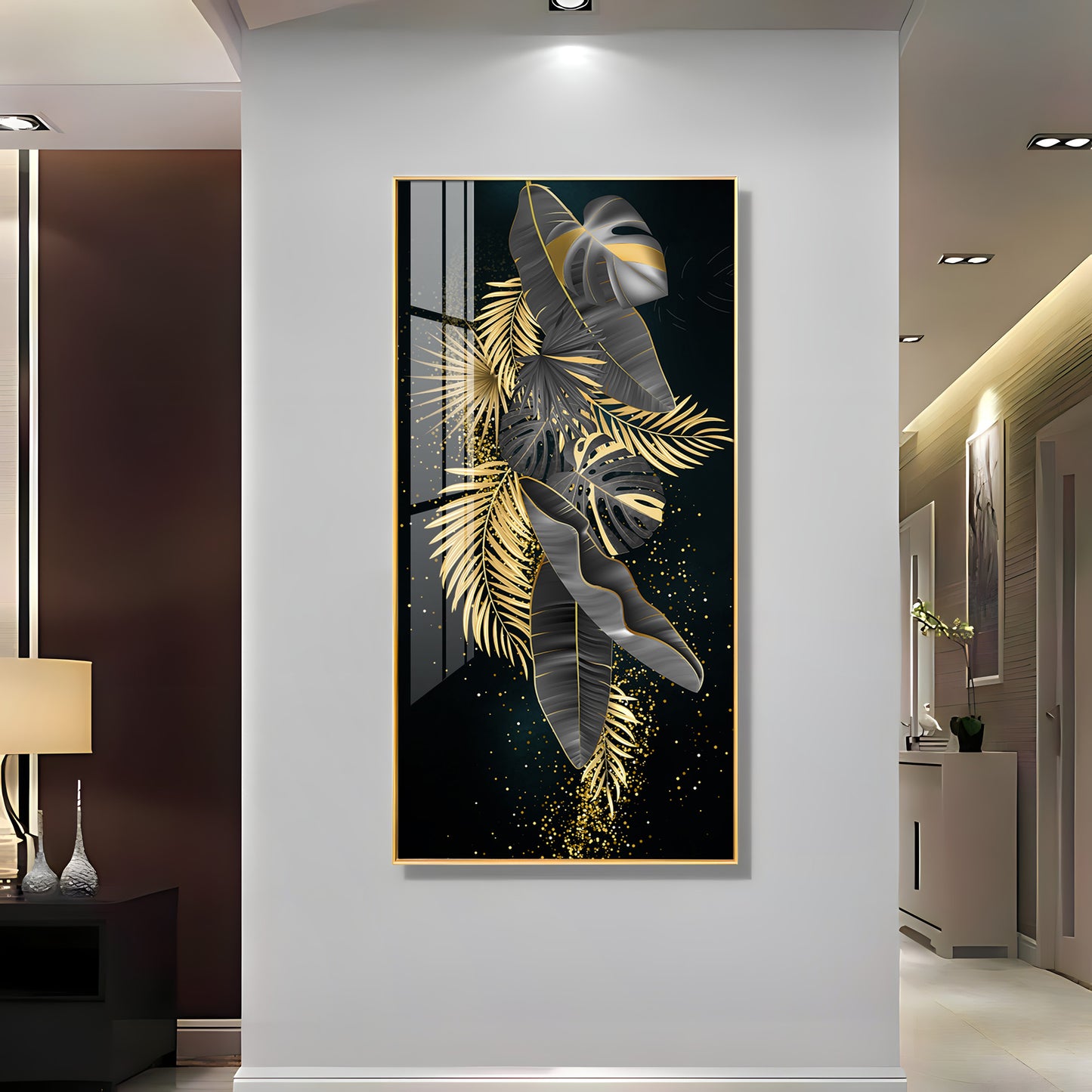 Opulent Avian Glass Finish Vertical Wall Art