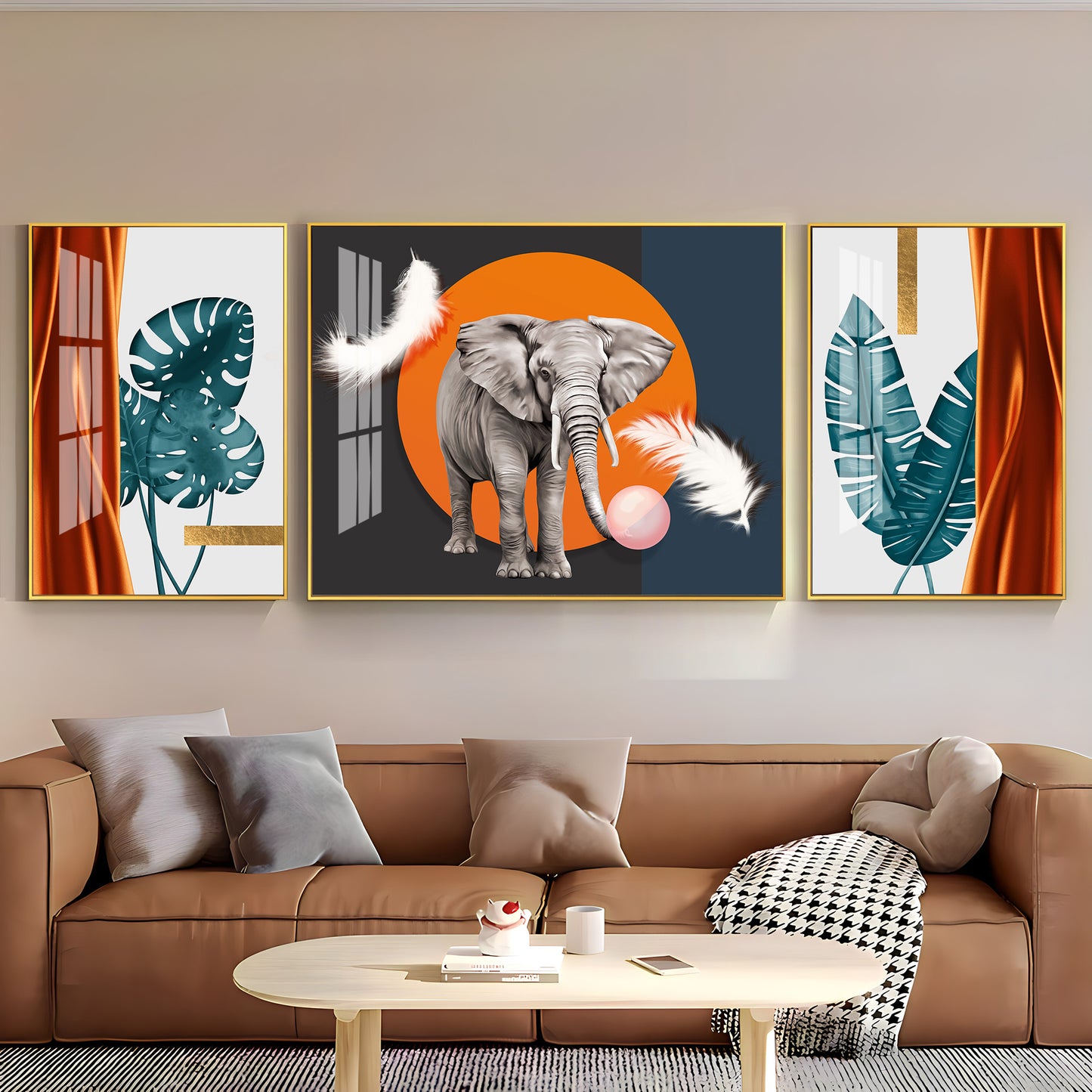 Alpha Aura Glass Finish Wall Art (Set Of 3)