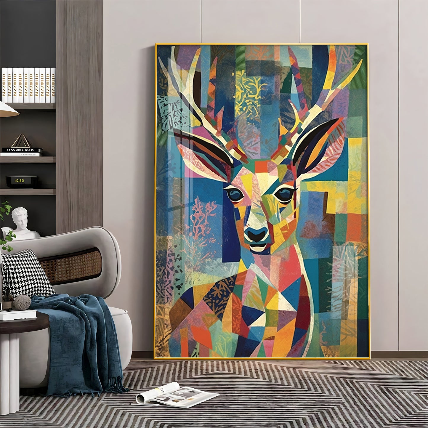 Deer in Mosaic Glass Finish Vertical Wall Art