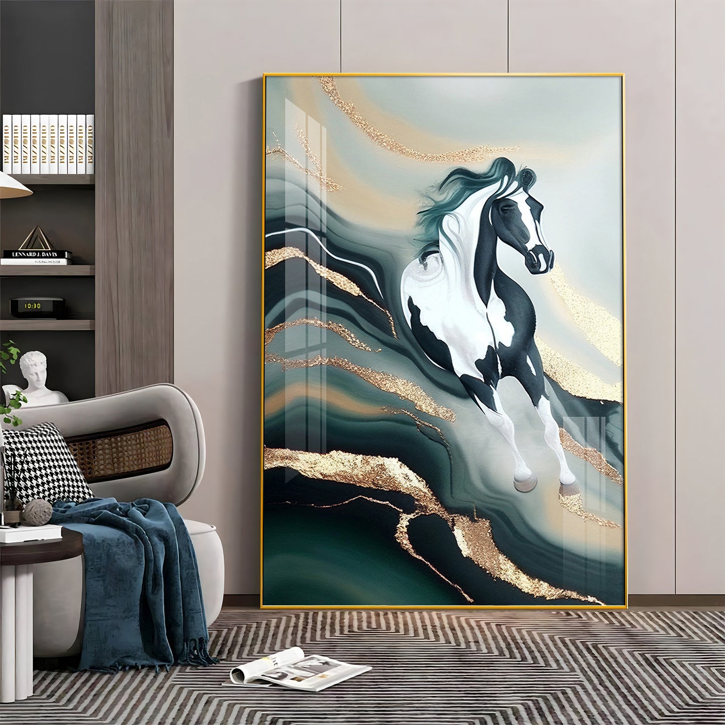 Horse Majestic Motion Glass Finish Vertical Wall Art