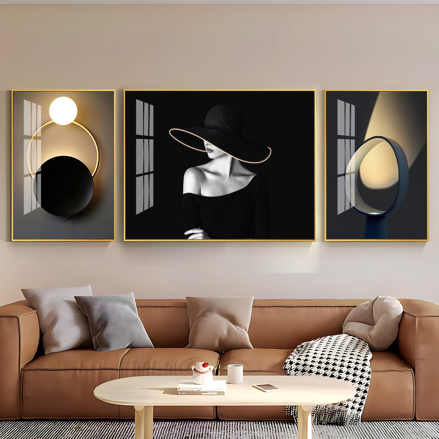 Girl With Hat Glass Finish Wall Art (Set Of 3)