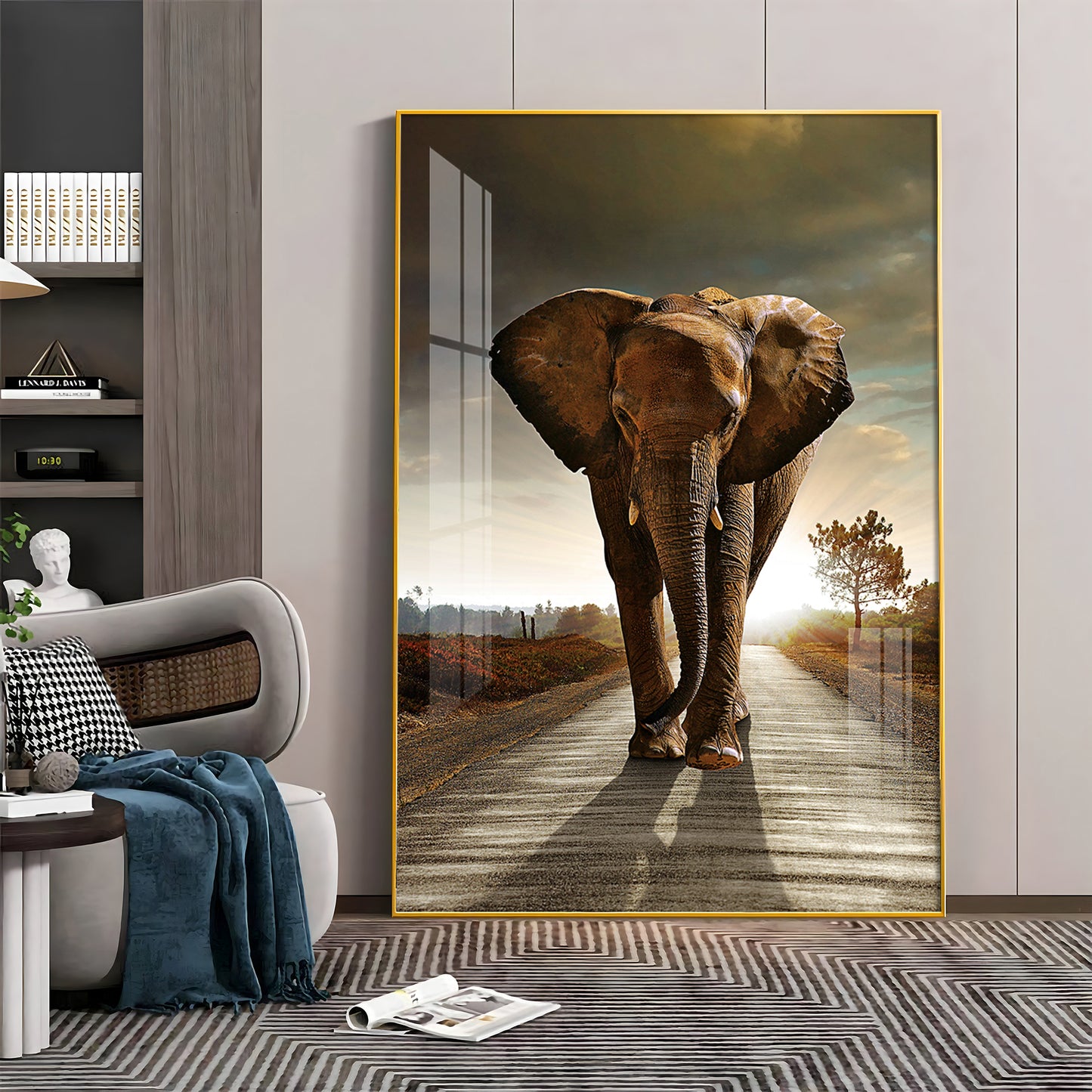Urban Safari Living Room Adventure Glass Finish Vertical Wall Art