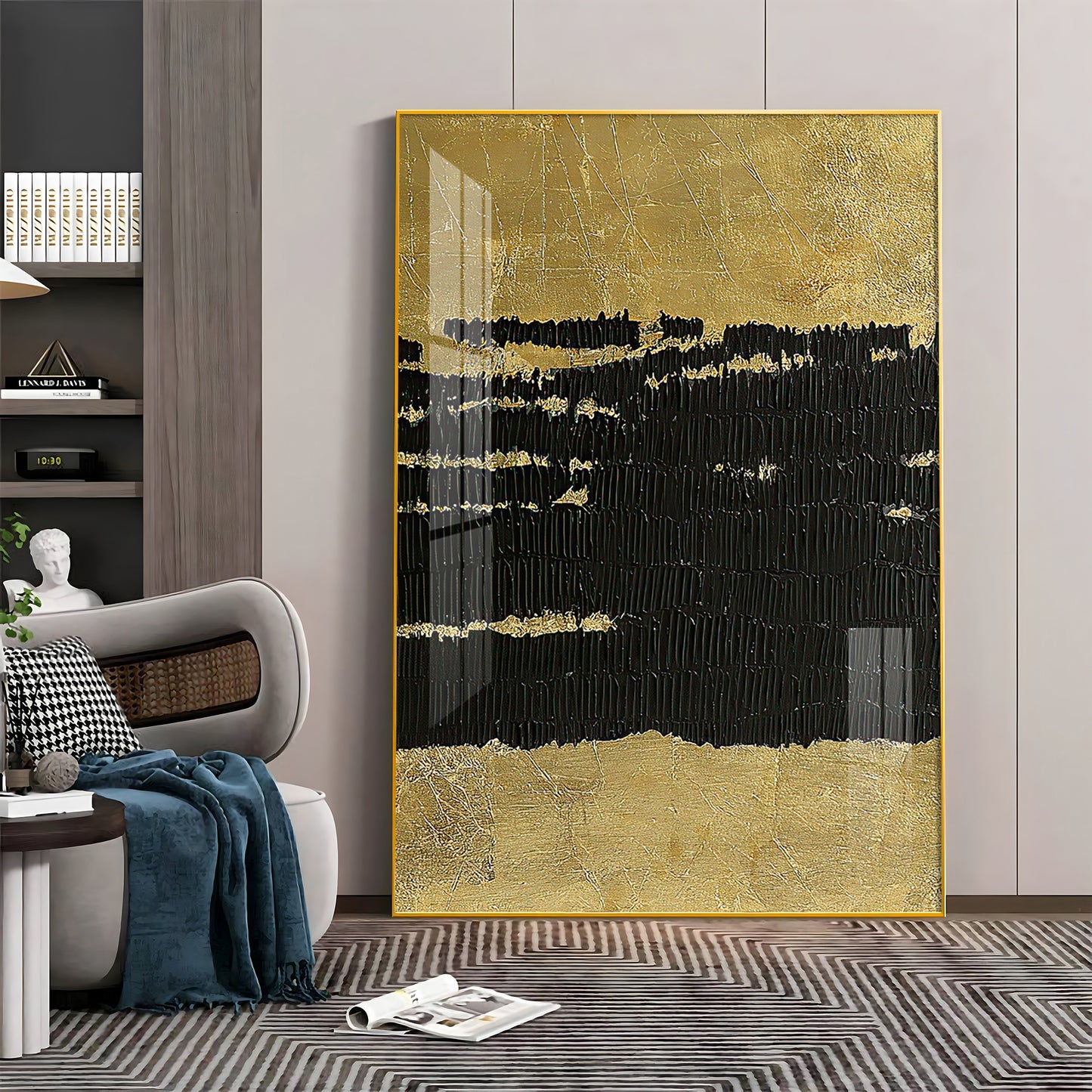 Midnight Elegance Glass Finish Vertical Wall Art