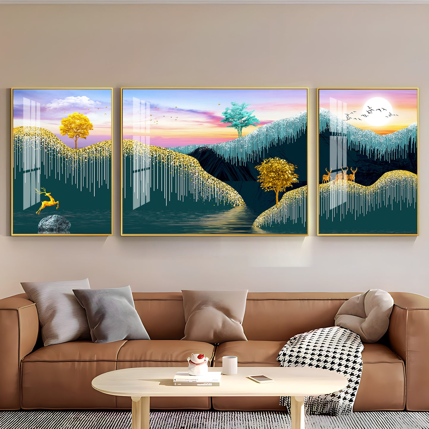 Nature's Harmony Glass Finish Wall Art (Set Of 3)