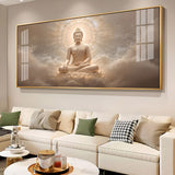 Majestic Buddha Aura Glass Finish Horizontal Wall Art