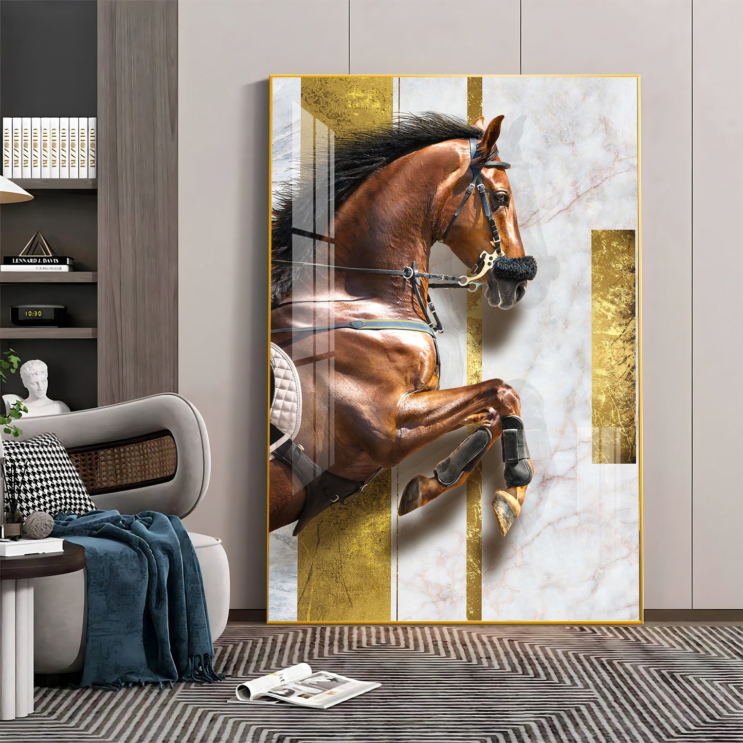 Radiant Horse Glass Finish Vertical Wall Art