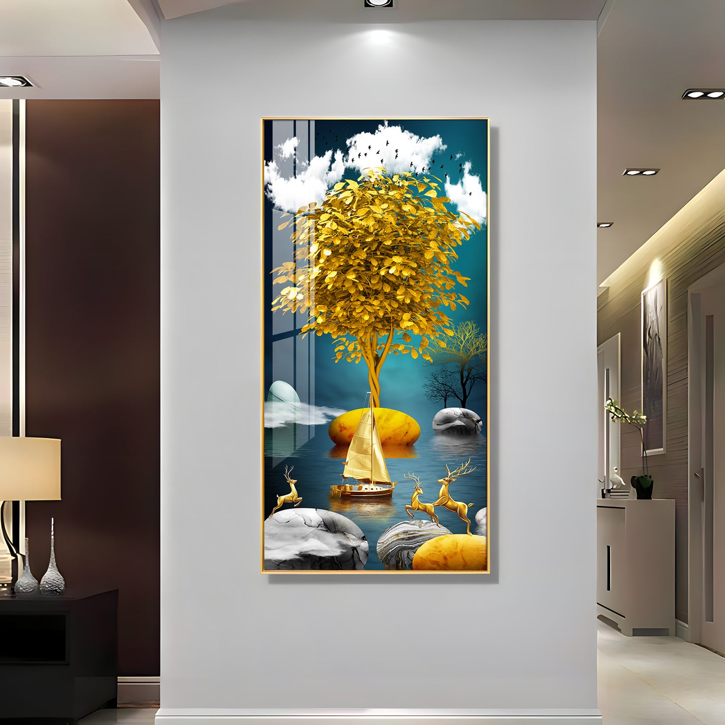 The Living Art Glass Finish Vertical Wall Art