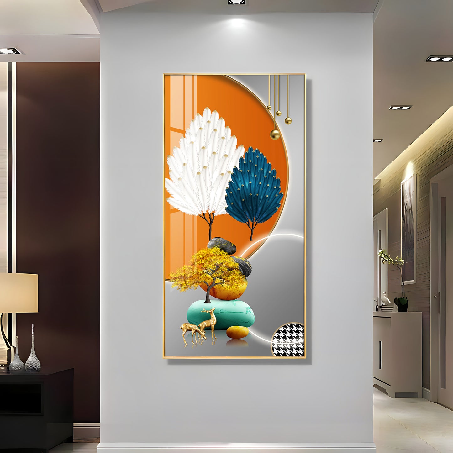 Orange Blossom Glass Finish Vertical Wall Art