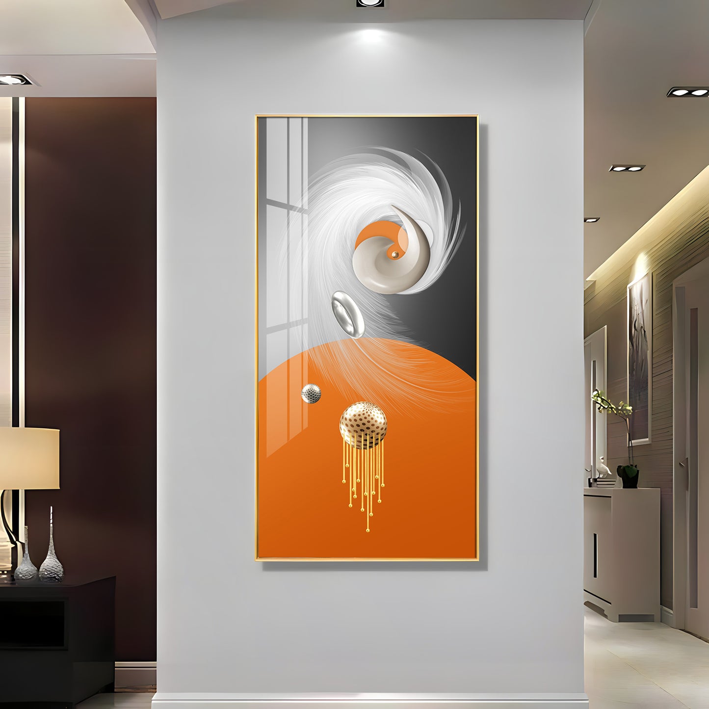 Radiant Fusion Glass Finish Vertical Wall Art
