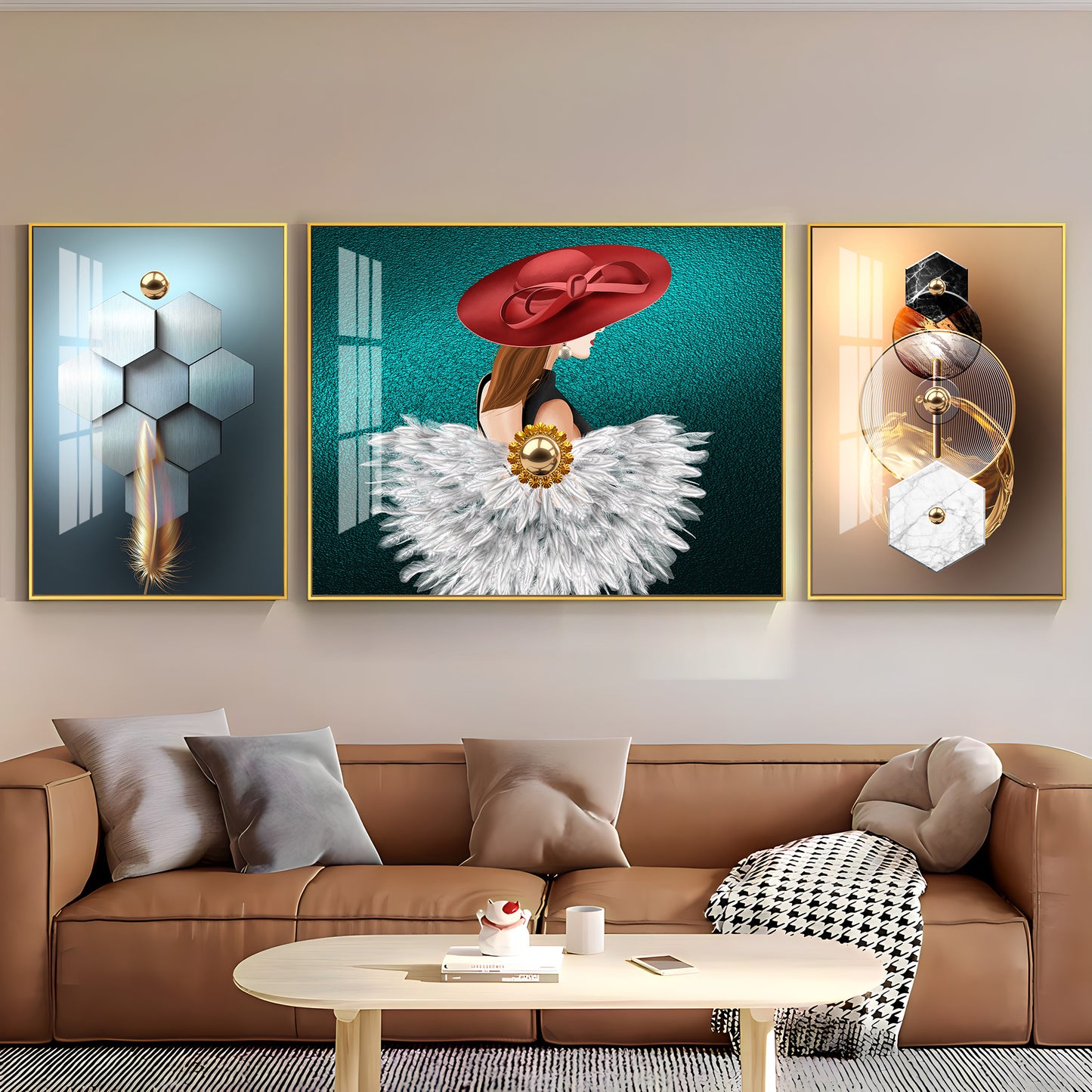 Retreat Abstract Glass Finish Wall Art (Set Of 3)