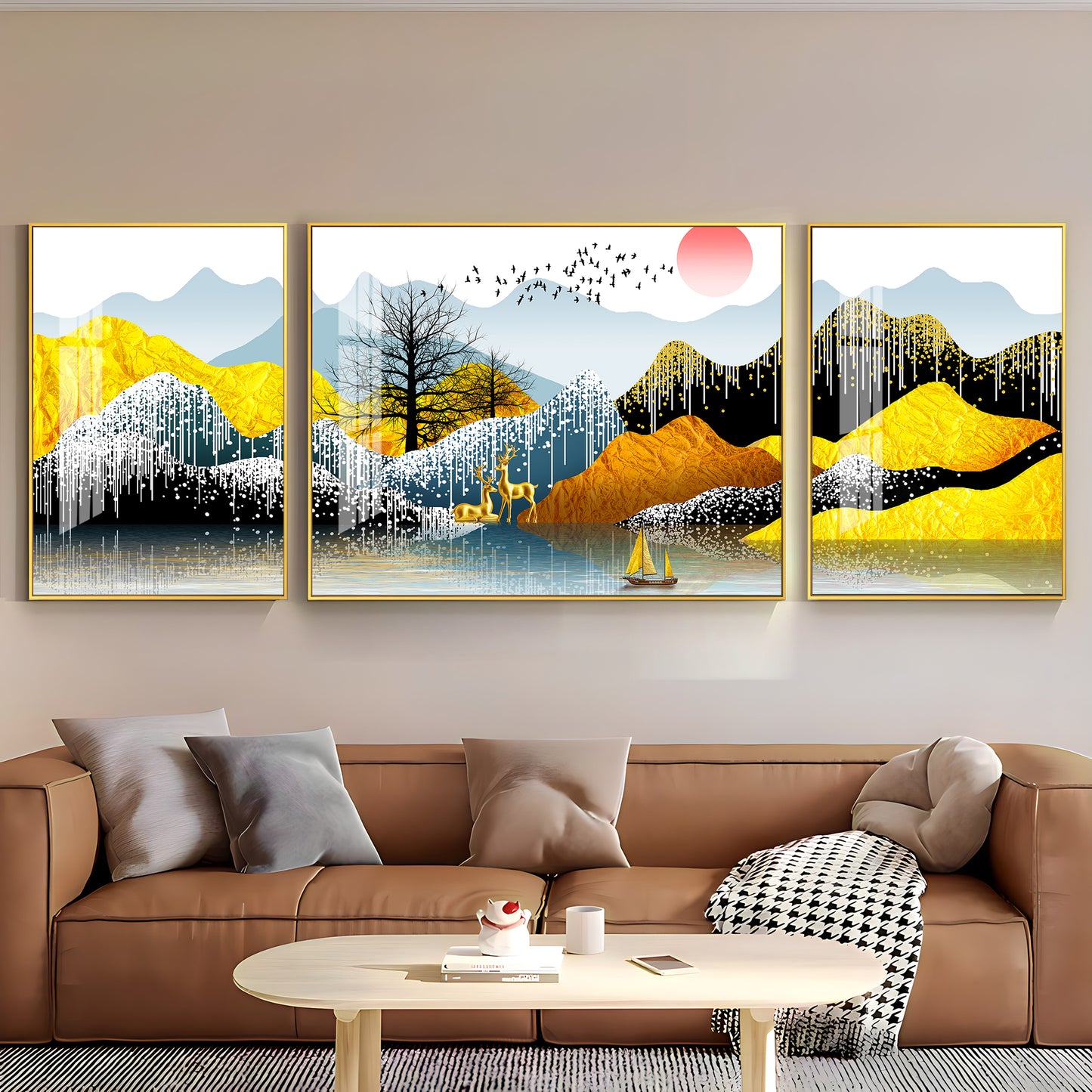 Majestic Mountain Views Glass Finish Wall Art (Set Of 3)