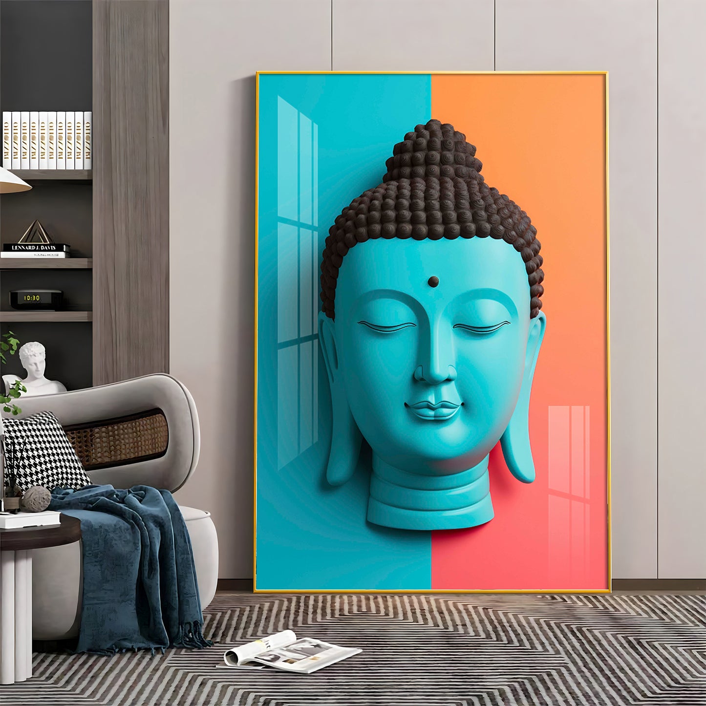 Buddha Calm Essence Glass Finish Vertical Wall Art