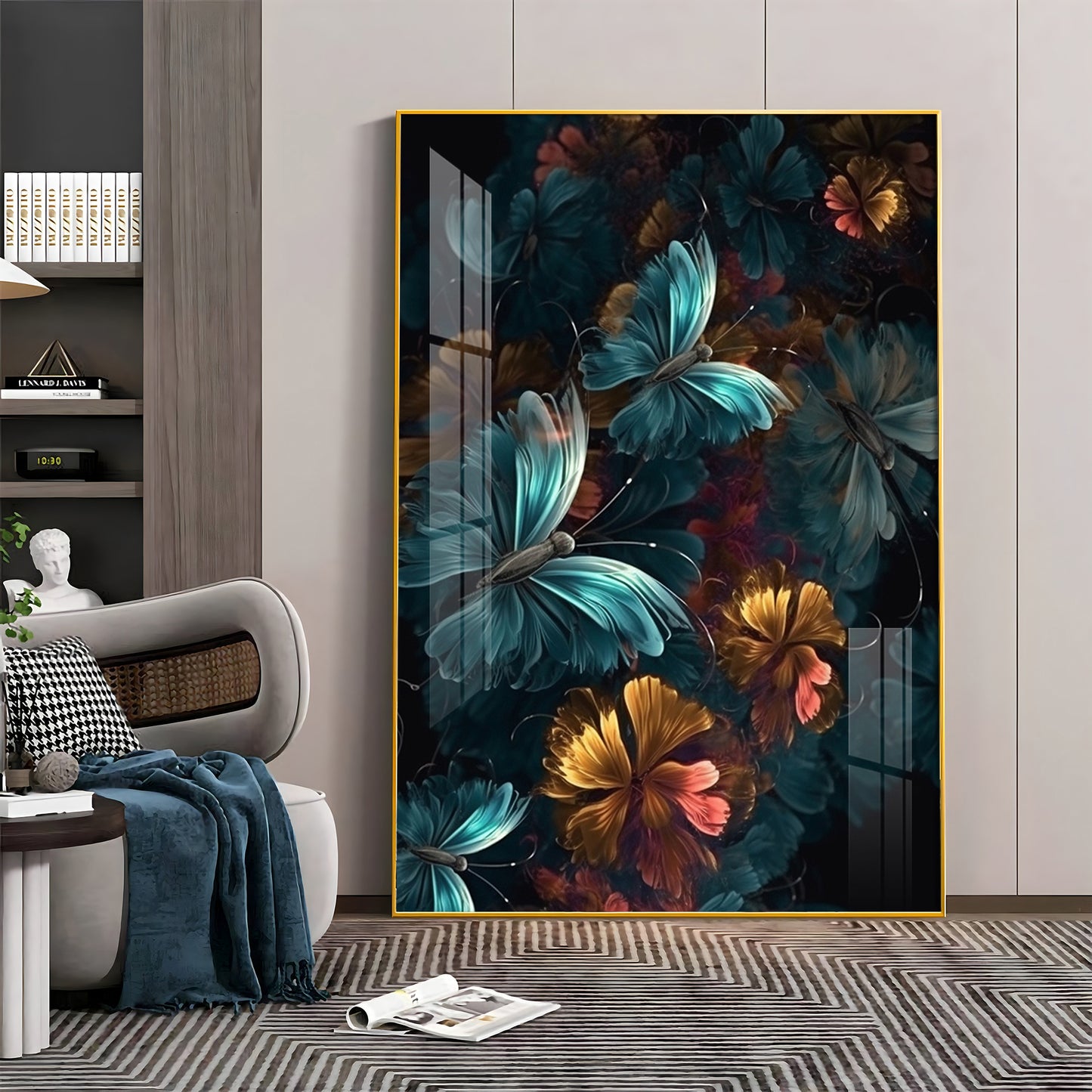 Floral Fantasy Glass Finish Vertical Wall Art
