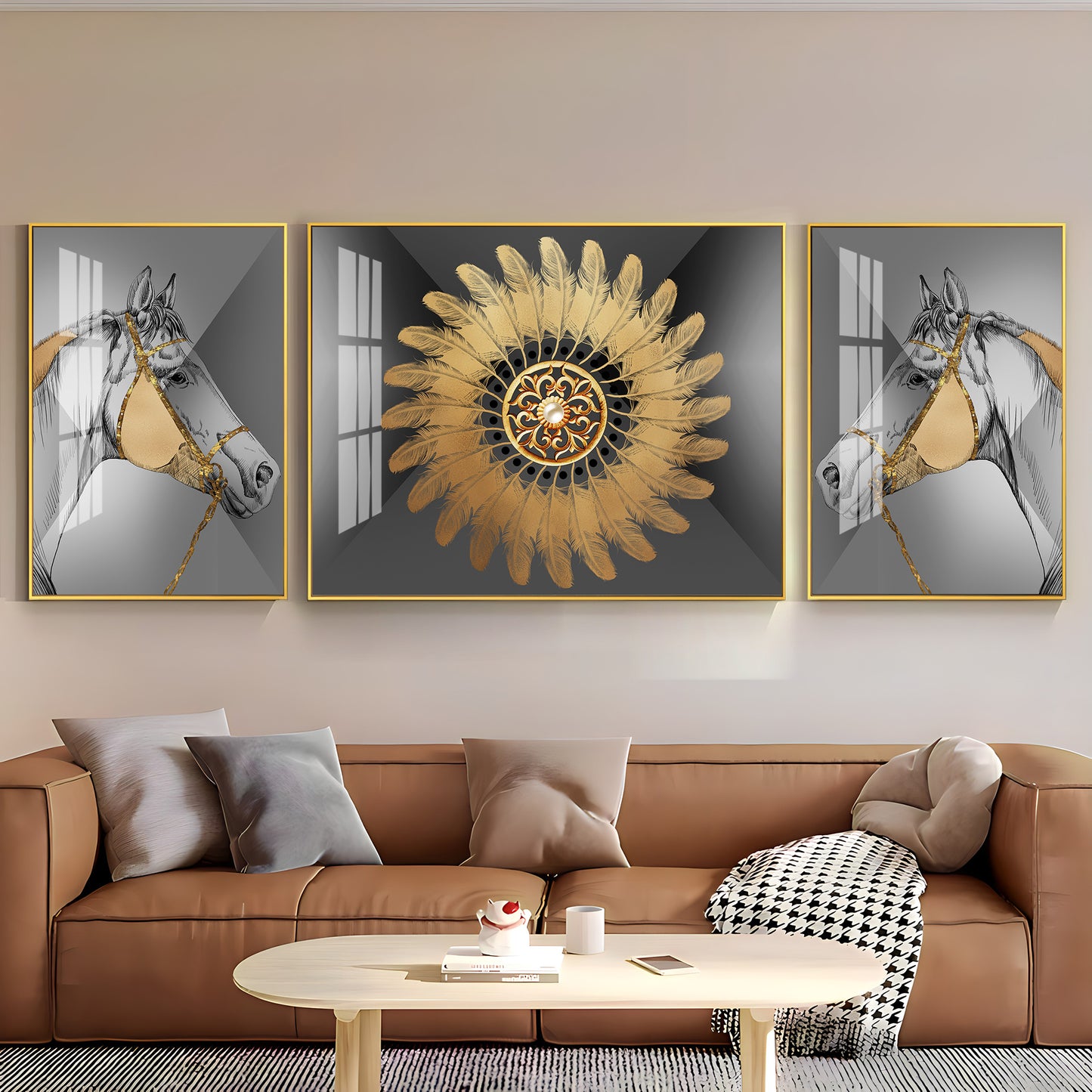 Voyage of Horses Glass Finish Wall Art (Set Of 3)
