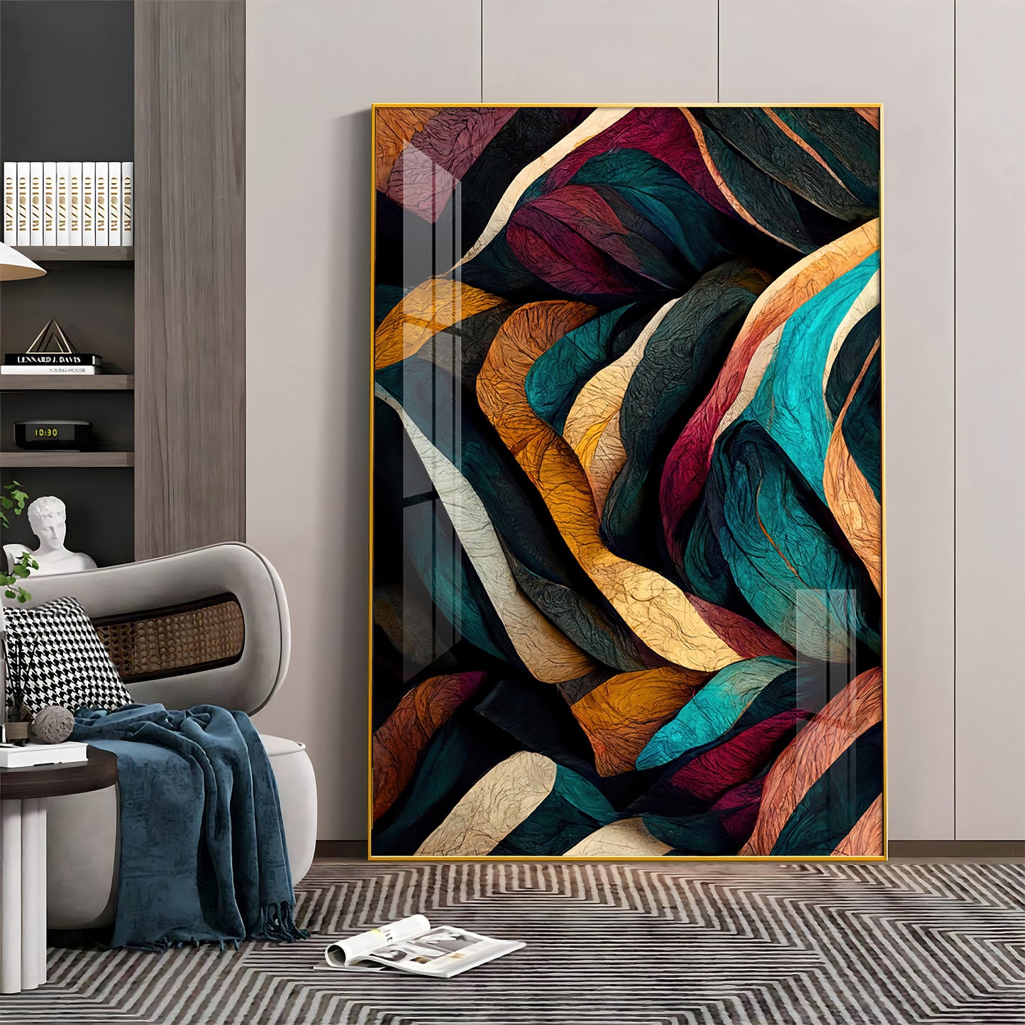 Colorful Harmony Glass Finish Vertical Wall Art