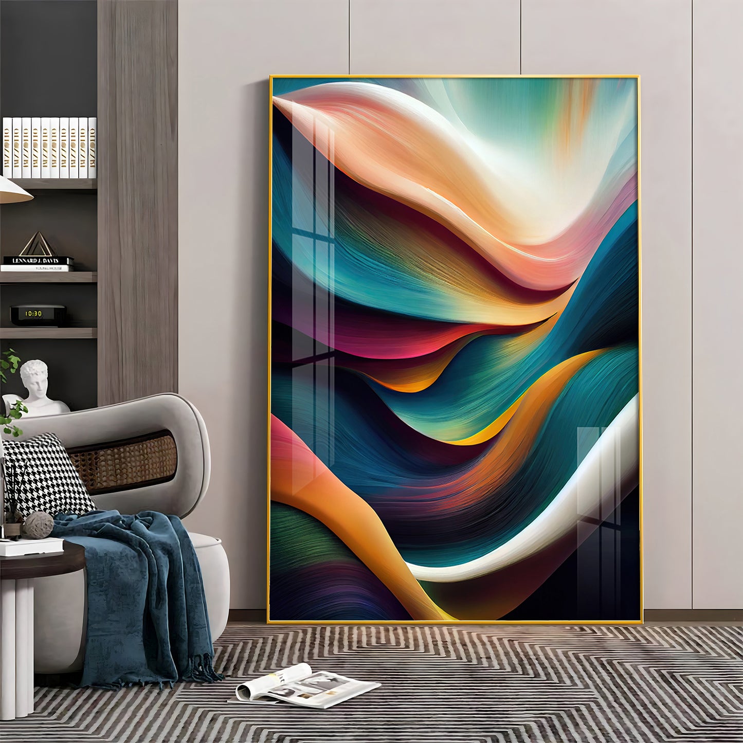 Waves of Color Glass Finish Vertical Wall Art