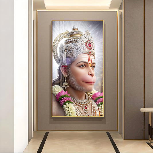 Pavan Putra Hanuman Ji Glass Finish Vertical Wall Art
