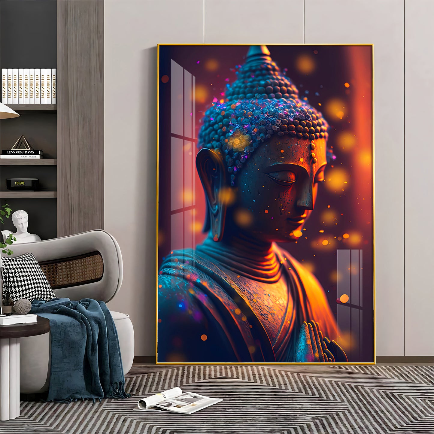 Buddha Radiant Tranquility Glass Finish Vertical Wall Art