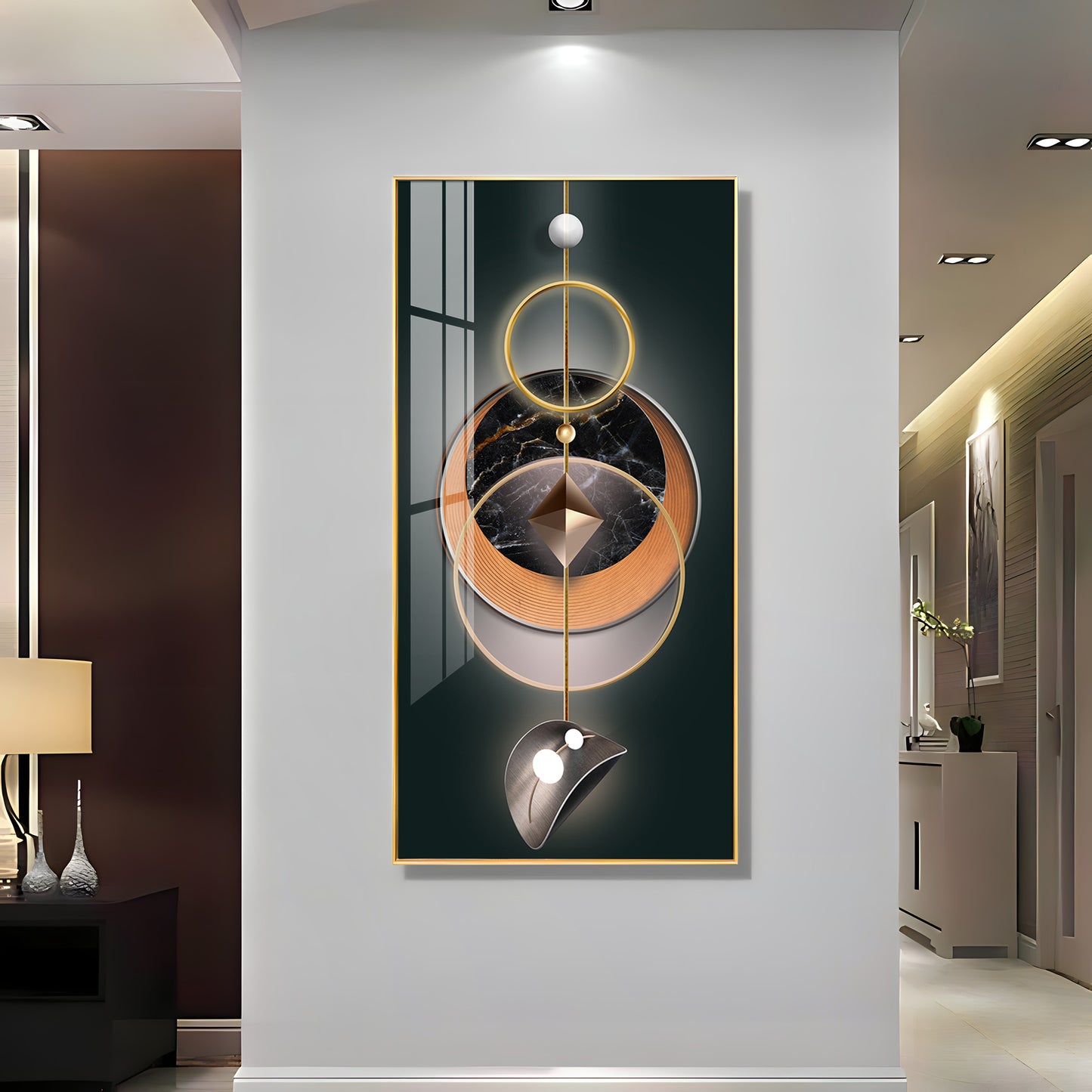 Urban Aesthetic Glass Finish Vertical Wall Art