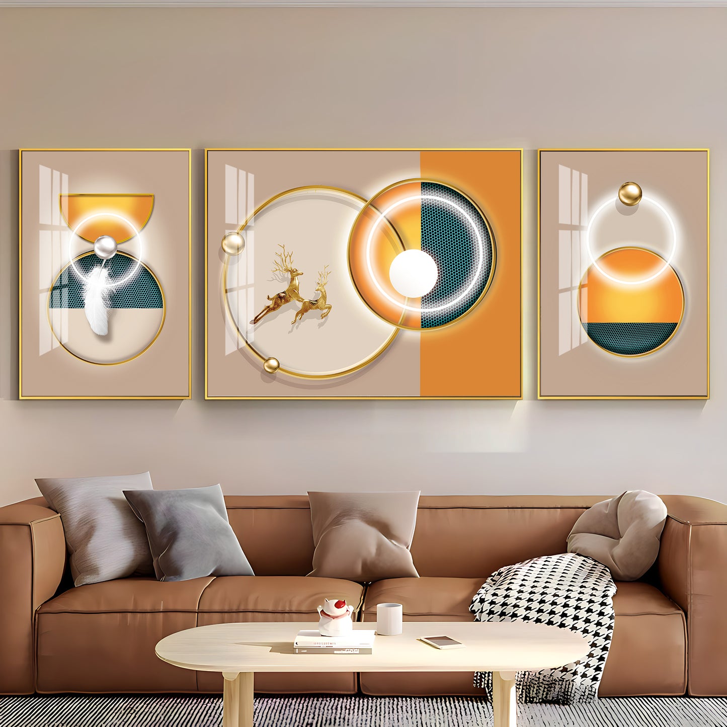 Jumping Towards Light Glass Finish Wall Art (Set Of 3)