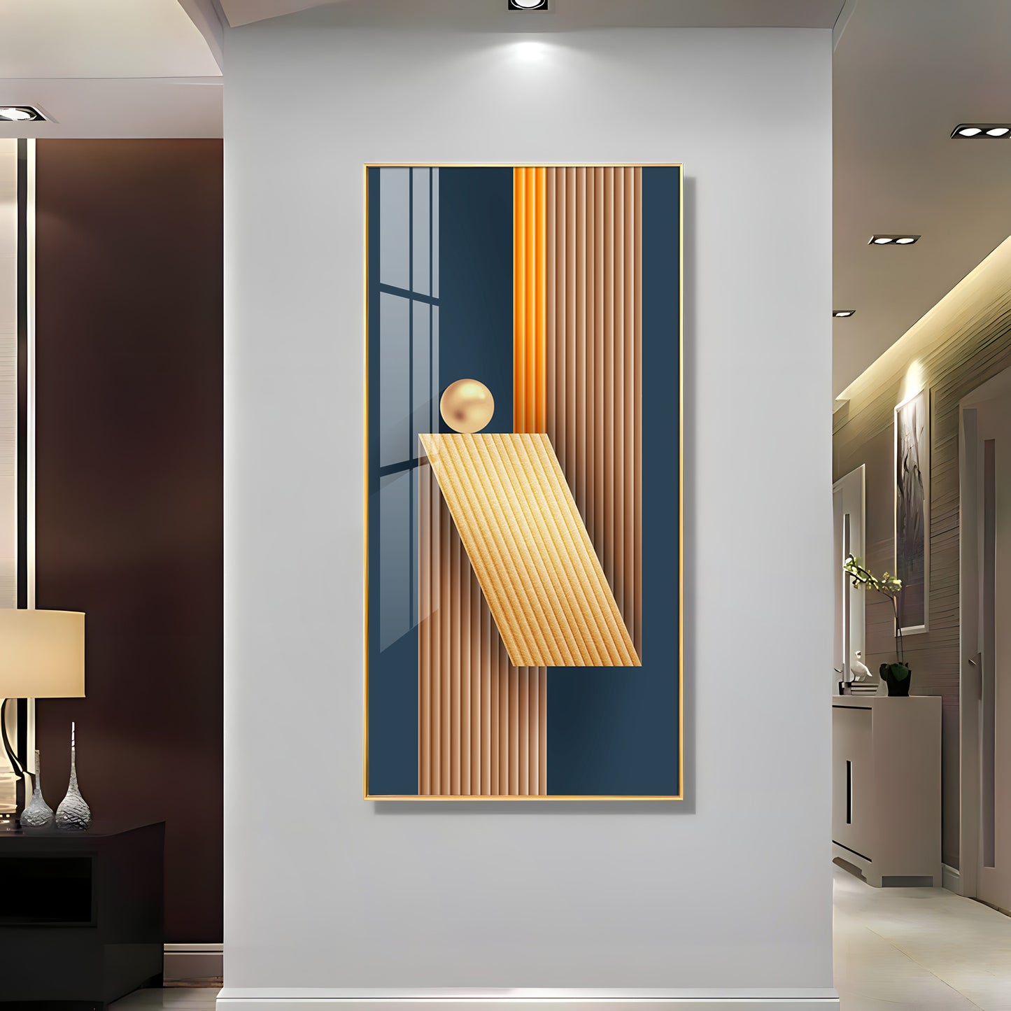 Unfold Abstraction Glass Finish Vertical Wall Art