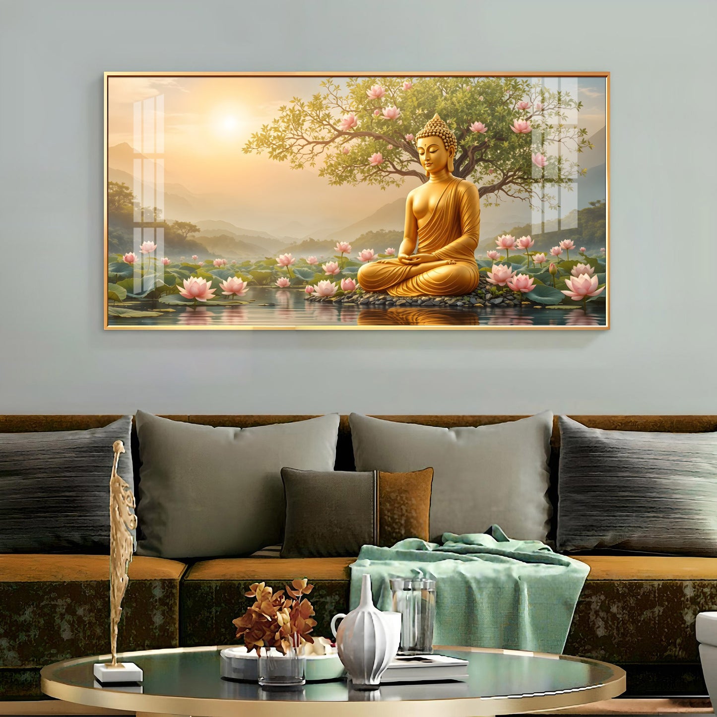 Buddha In Vibrance Light Glass Finish Horizontal Wall Art