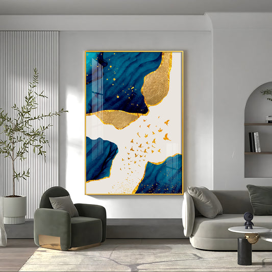 Luxe Harmony Abstracts Glass Finish Vertical Wall Art