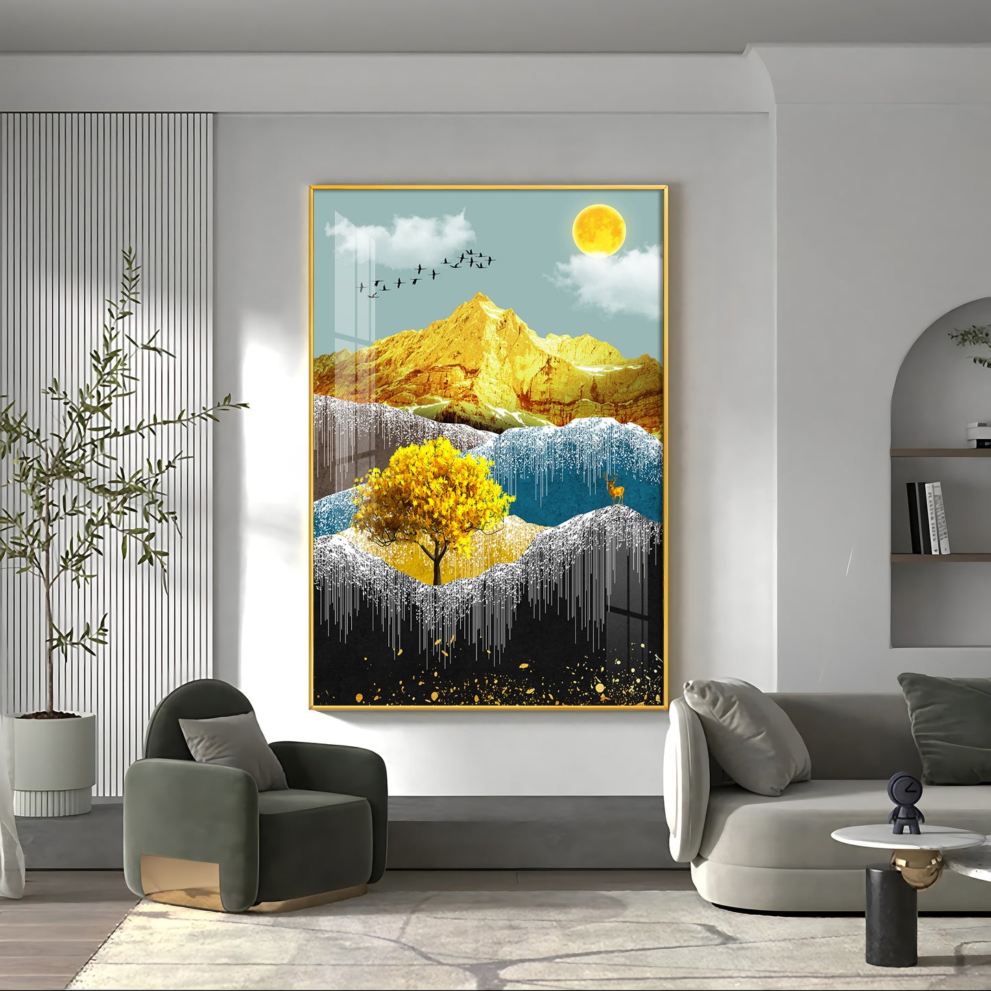 Nature's Embrace Glass Finish Vertical Wall Art