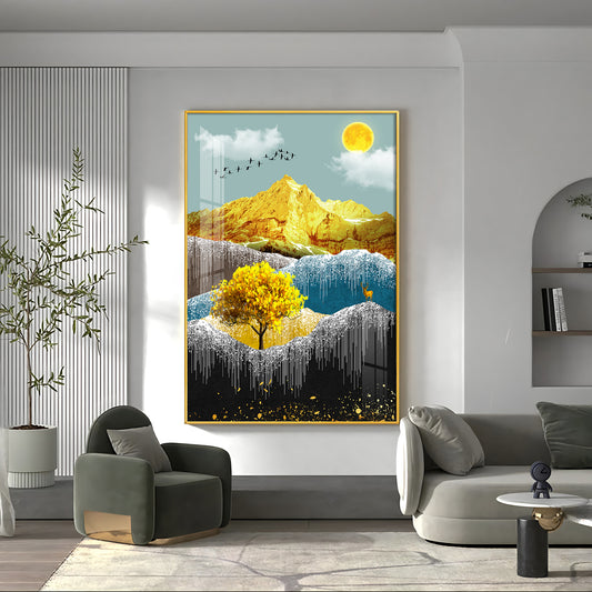 Nature's Embrace Glass Finish Vertical Wall Art