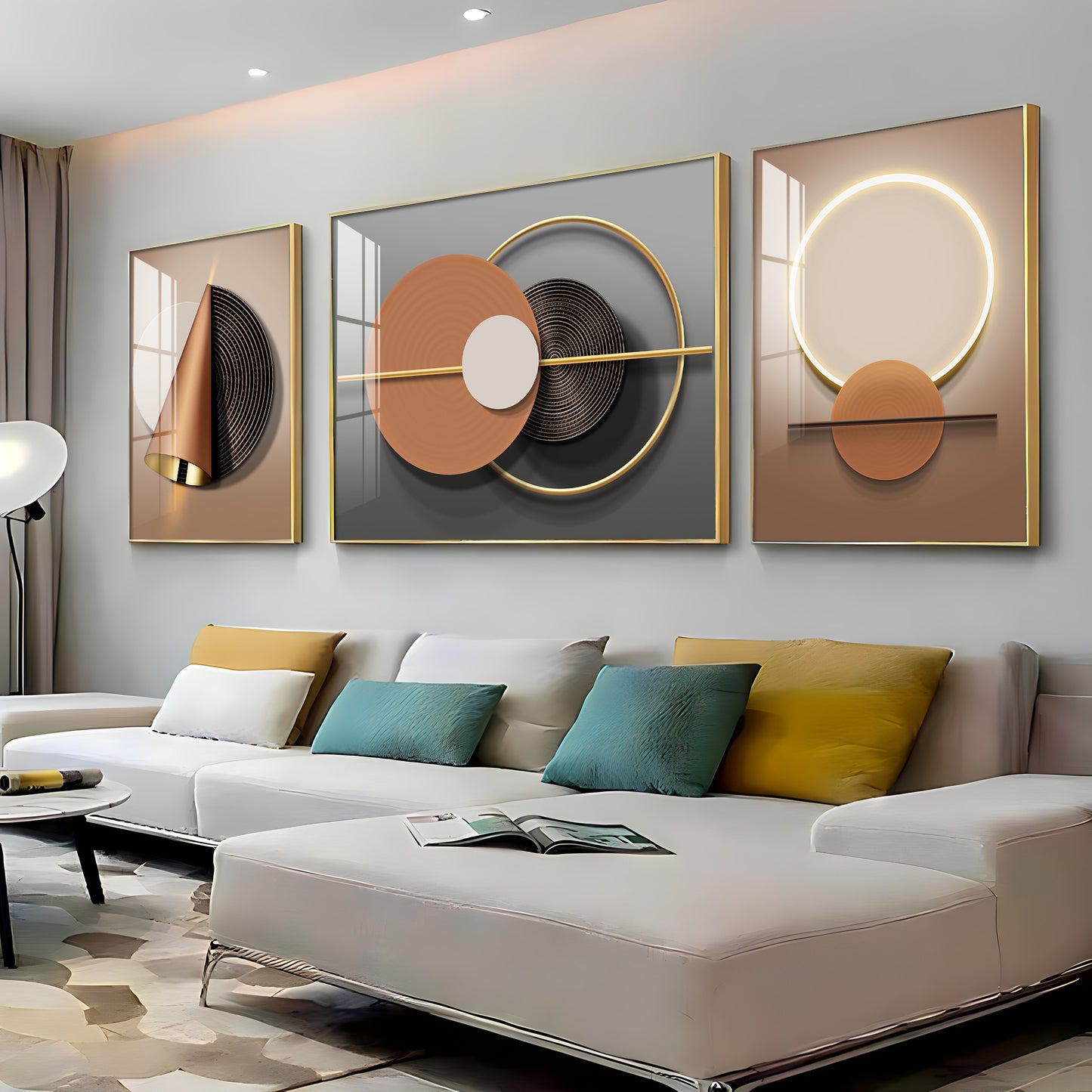 Luxe Haven  Glass Finish Wall Art (Set Of 3)