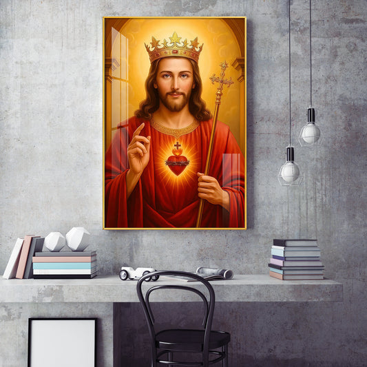 Christian God jesus Glass Finish Vertical Wall Art