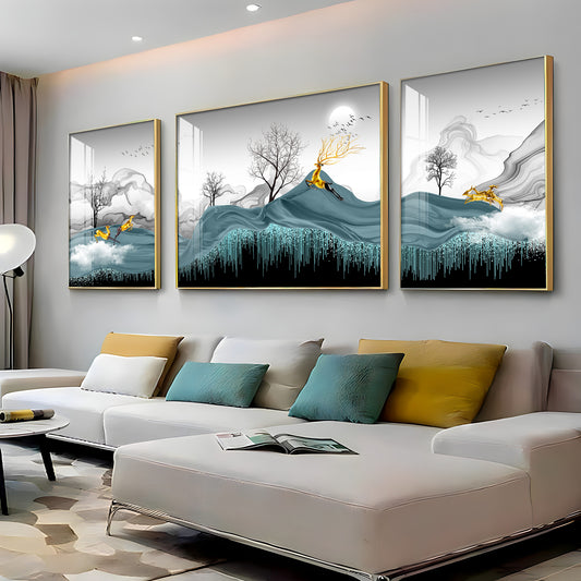 Majestic Landscapes Glass Finish Wall Art (Set Of 3)