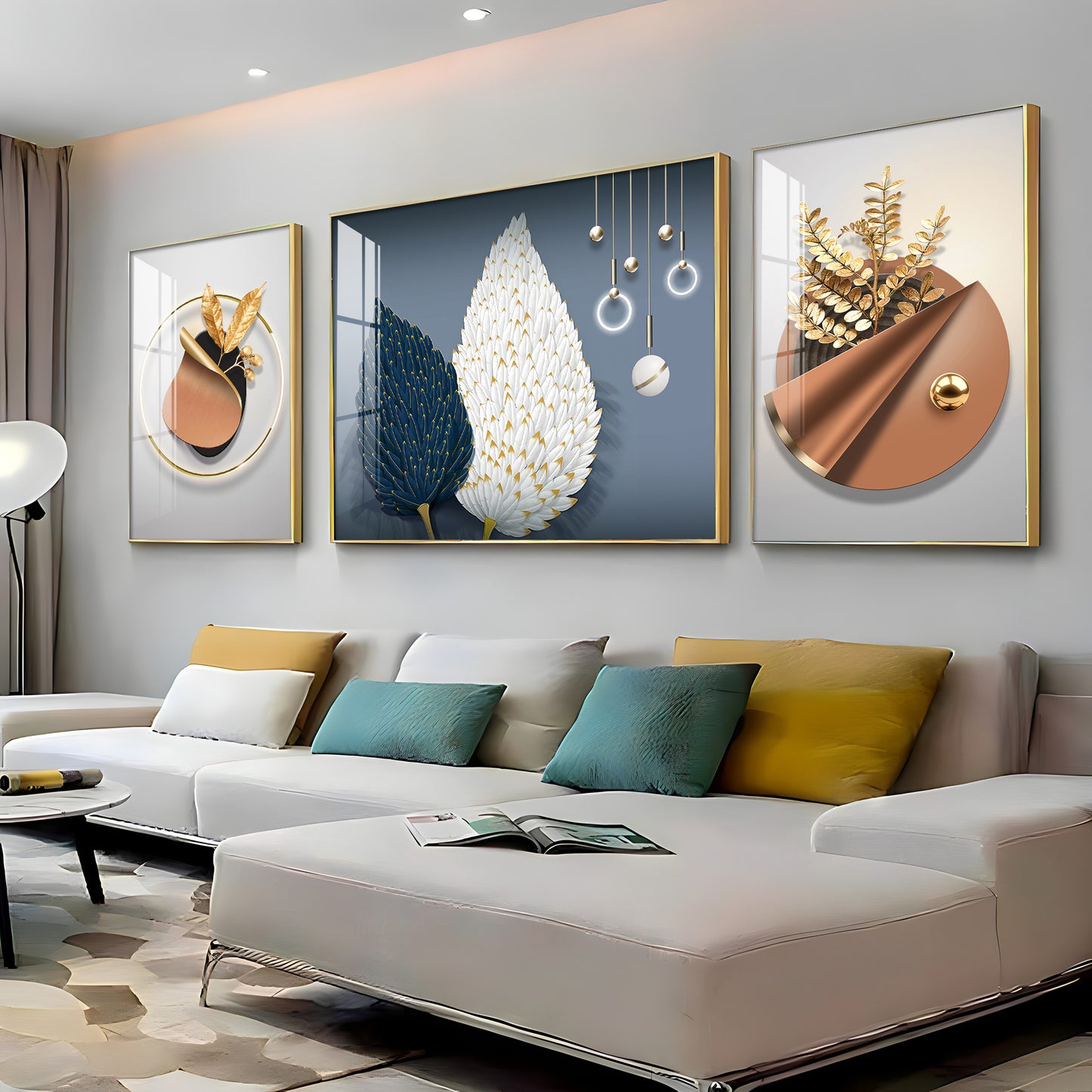 Blossom of Expression Glass Finish Wall Art (Set Of 3)