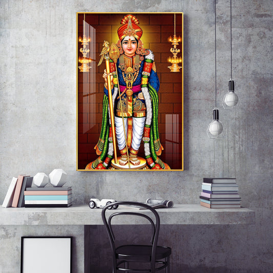 Divine Lord Murugan Spiritual Glass Finish Wall Art