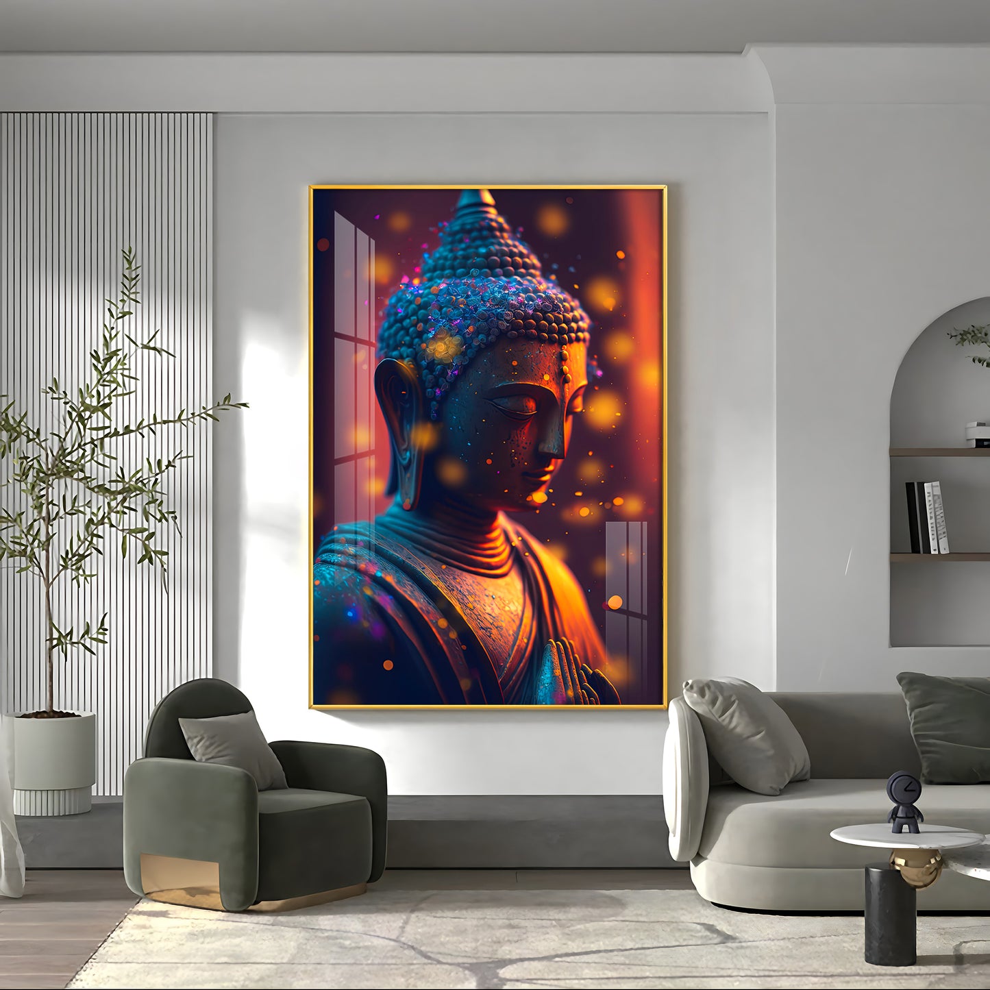 Buddha Radiant Tranquility Glass Finish Vertical Wall Art
