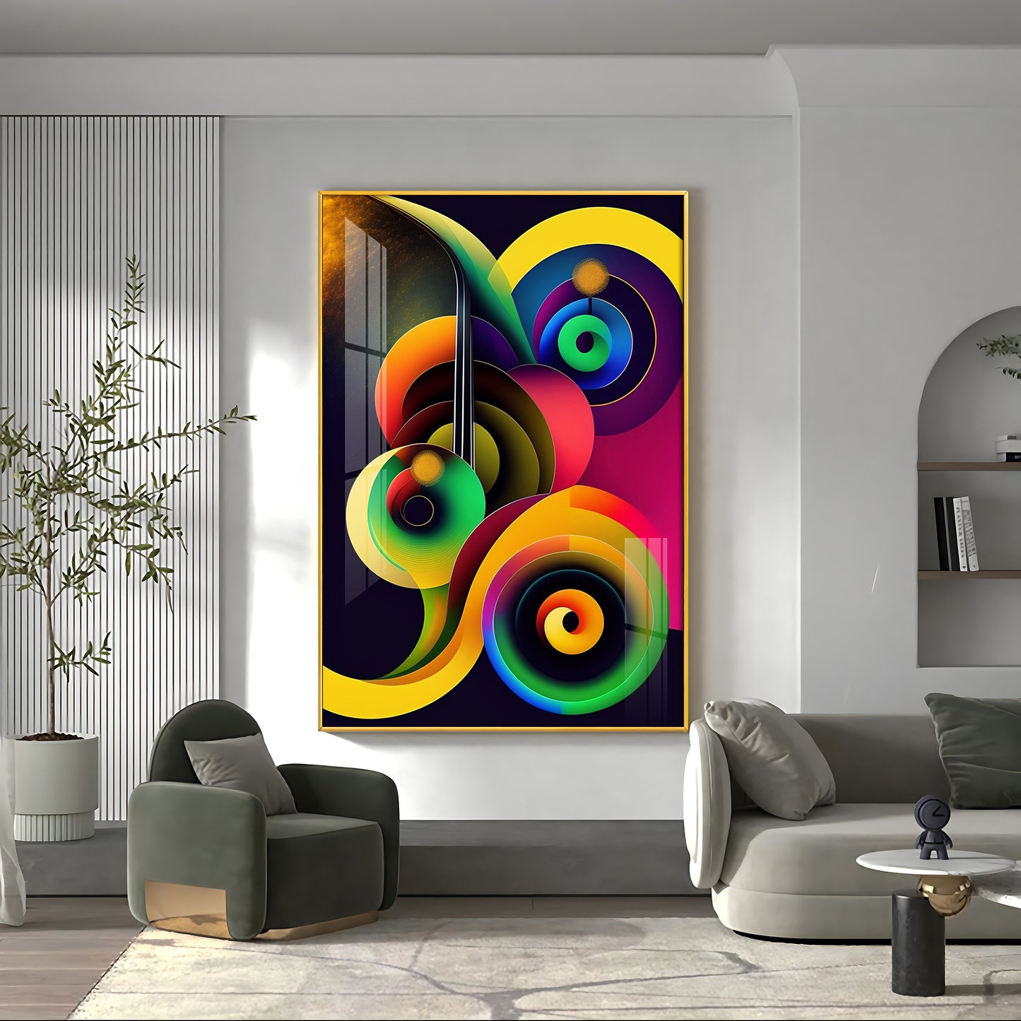 Dynamic Whirl Glass Finish Vertical Wall Art