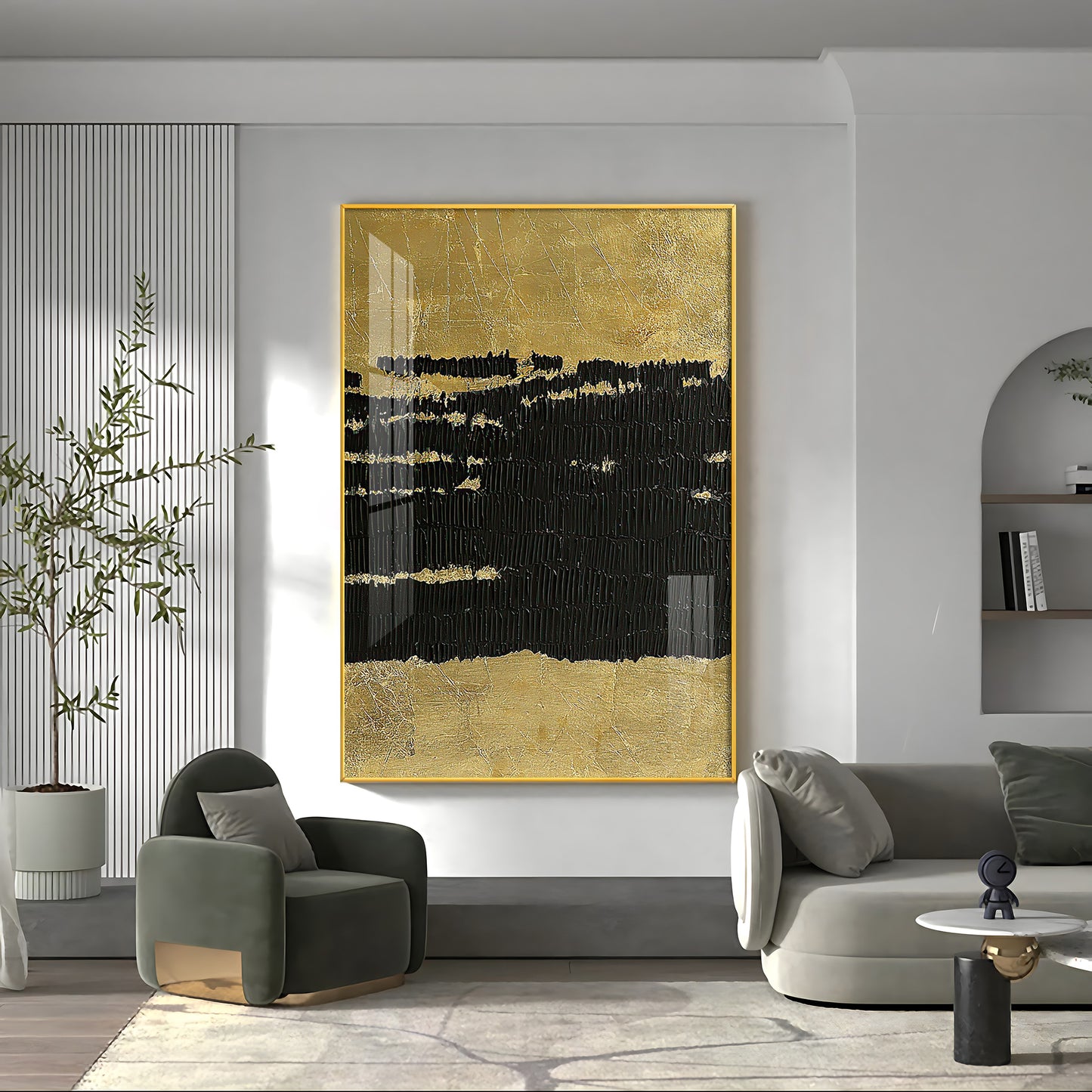 Midnight Elegance Glass Finish Vertical Wall Art