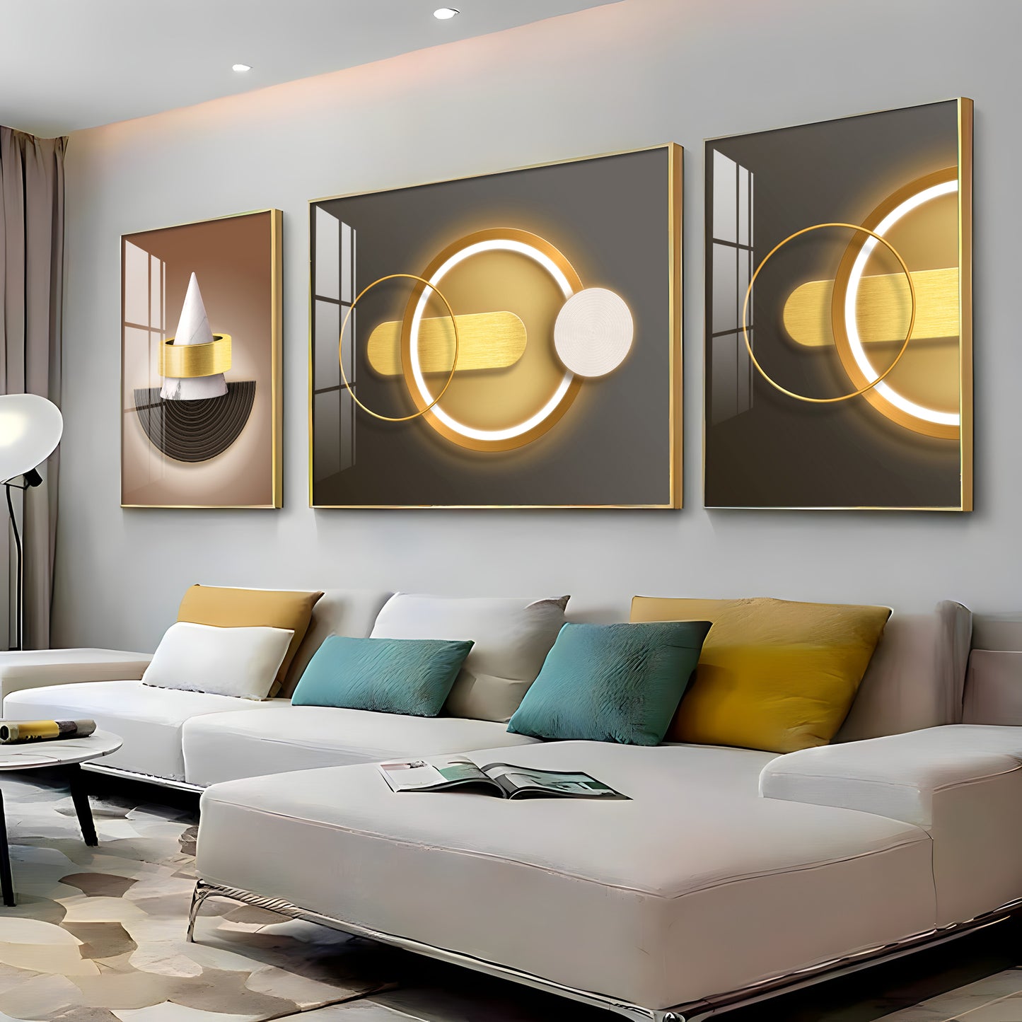 Brown & Gold Fusion Glass Finish Wall Art (Set Of 3)