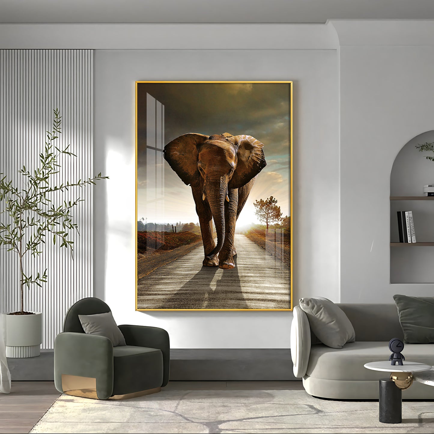 Urban Safari Living Room Adventure Glass Finish Vertical Wall Art