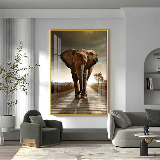 Urban Safari Living Room Adventure Glass Finish Vertical Wall Art