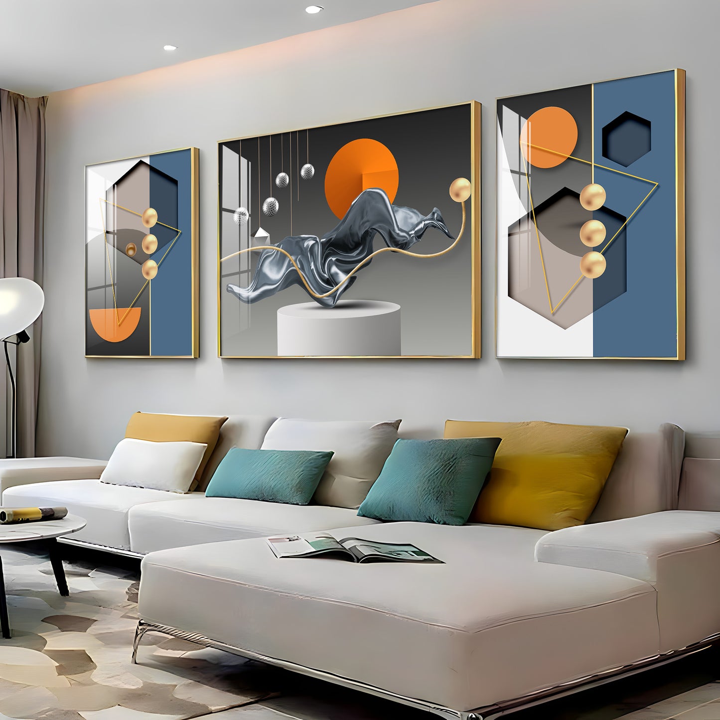 Artistic Aura Glass Finish Wall Art (Set Of 3)