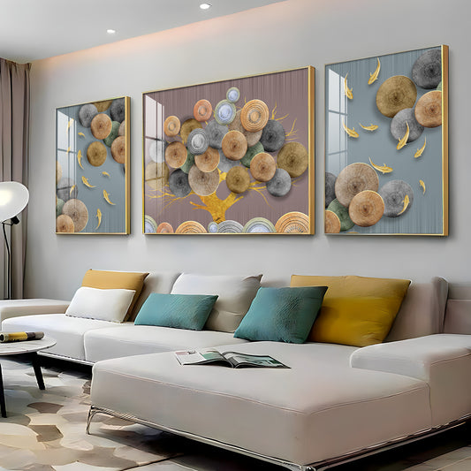 Spiral of Flower Glass Finish Wall Art (Set Of 3)