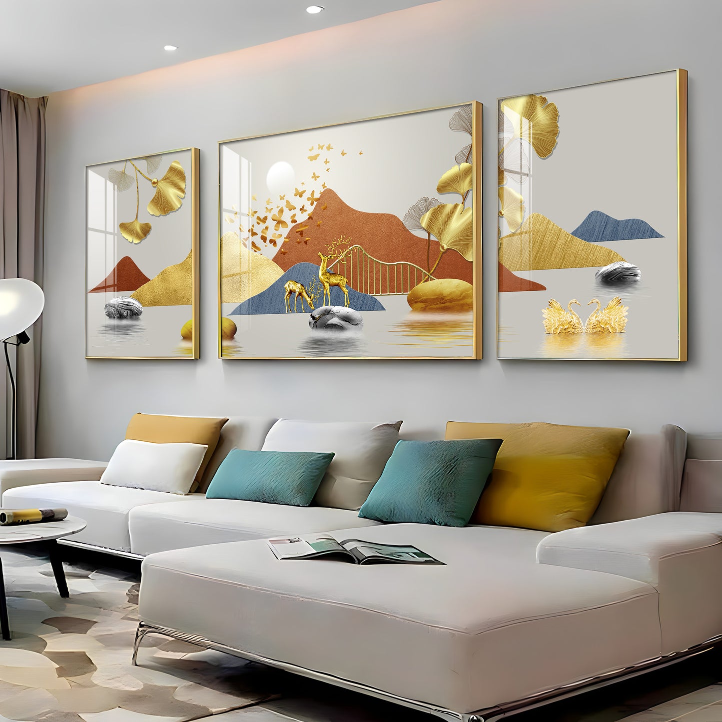 Alpine Harmony Glass Finish Wall Art (Set Of 3)