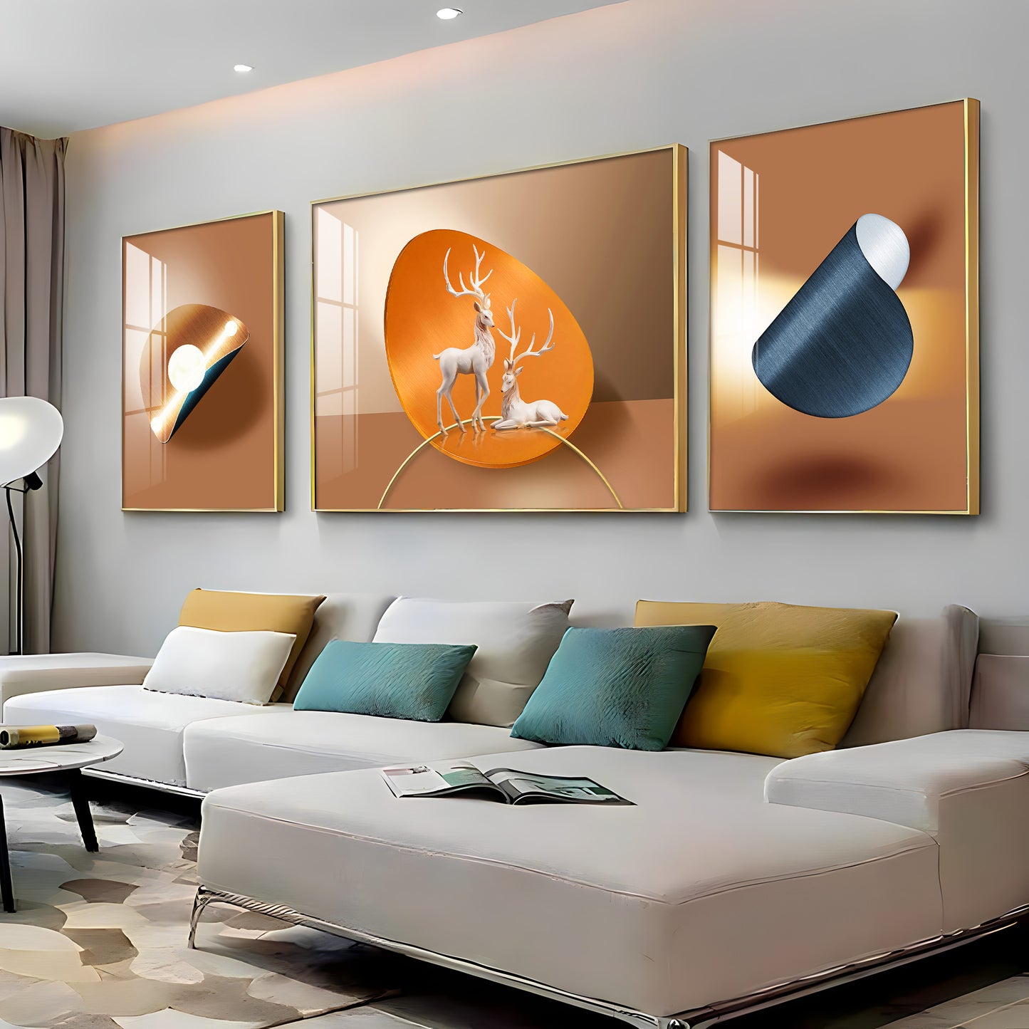 Deer Art Trio Glass Finish Wall Art (Set Of 3)