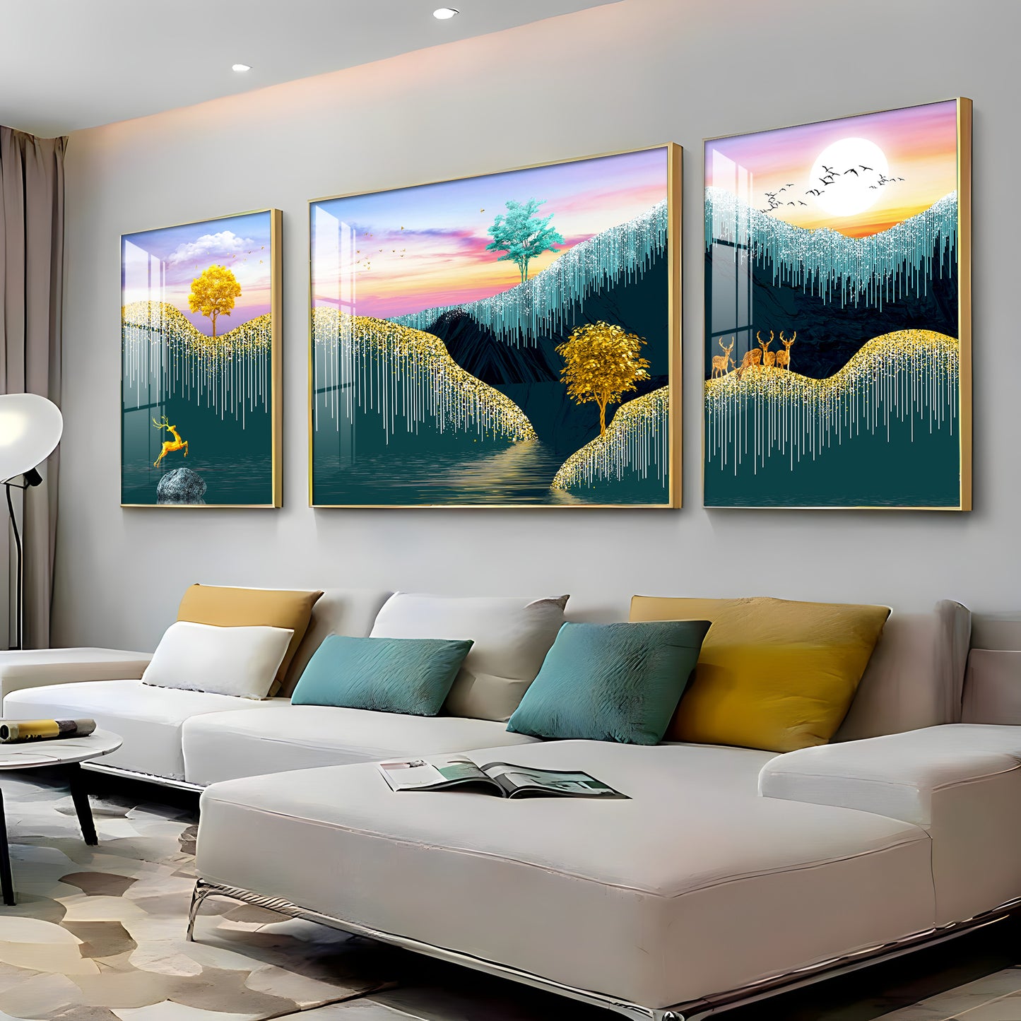 Nature's Harmony Glass Finish Wall Art (Set Of 3)