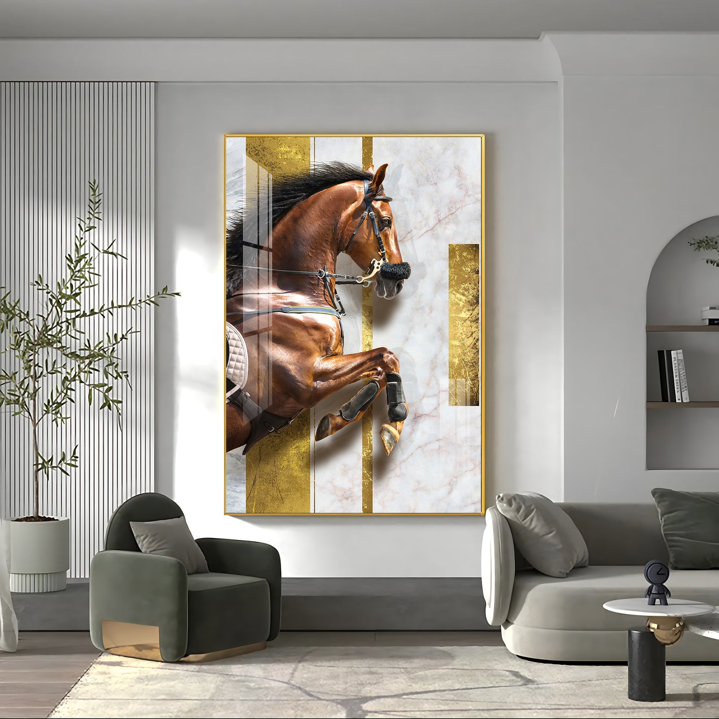 Radiant Horse Glass Finish Vertical Wall Art