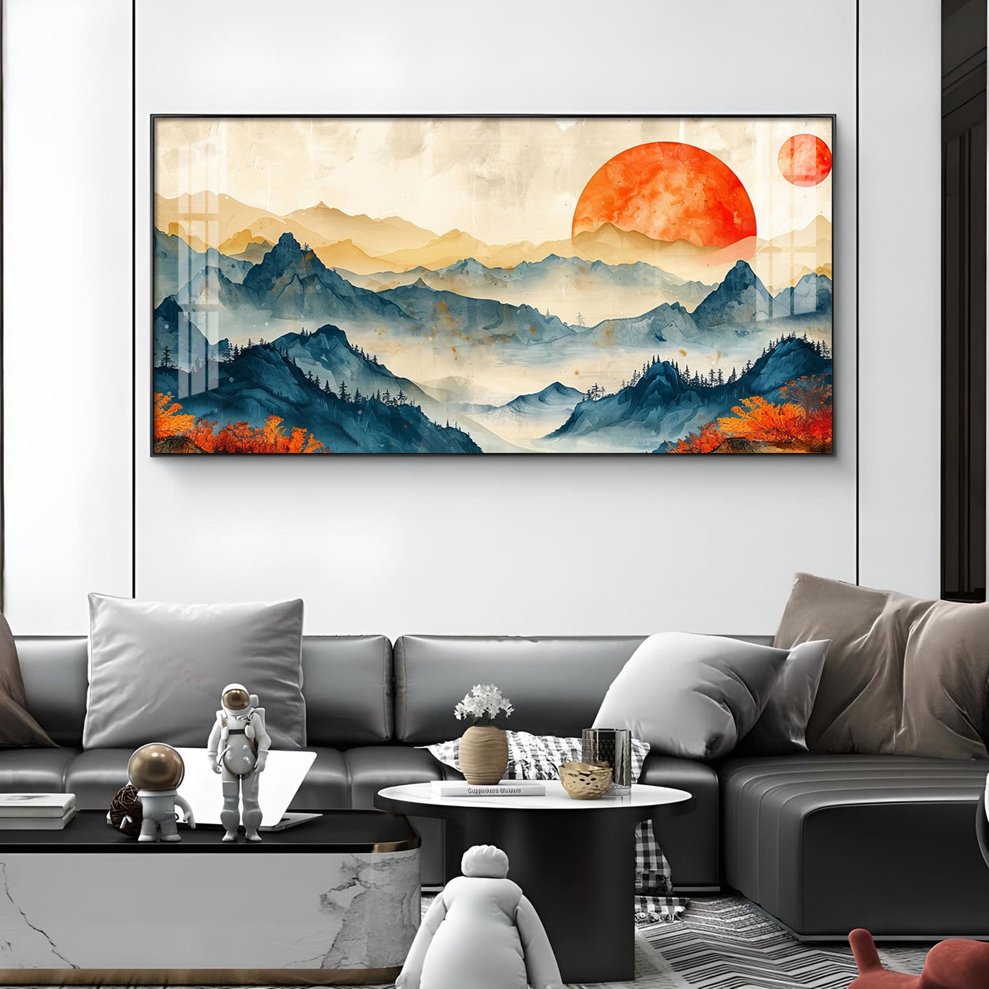 Sunrise In Mountains Glass Finish Horizontal Wall Art
