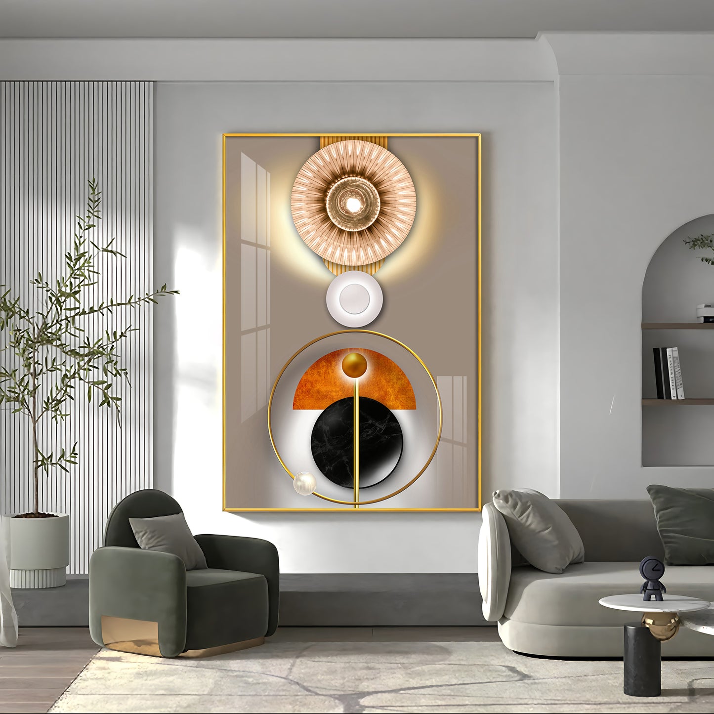 Circle of Modernity Glass Finish Vertical Wall Art
