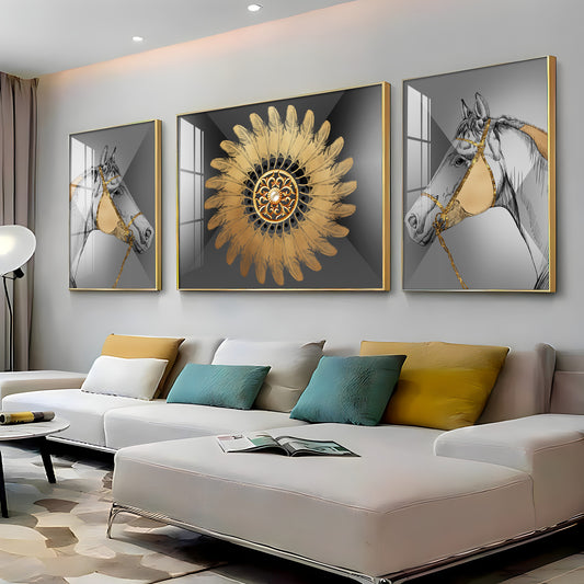 Voyage of Horses Glass Finish Wall Art (Set Of 3)